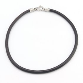 BVLGARI choker, black leather and metal necklace for men women