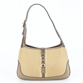 Gucci Jackie 001 3735 Leather Shoulder Bag, One-Shoulder Tote with Silver Hardware, Women's