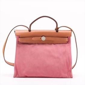 Hermes Hermès Airbag Zip PM Leather Canvas 2-Way Shoulder Bag Handbag Women's