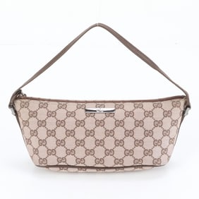 Gucci GG Canvas 039-1103 Leather Shoulder Bag with One-Shoulder Accessory Pouch for Women