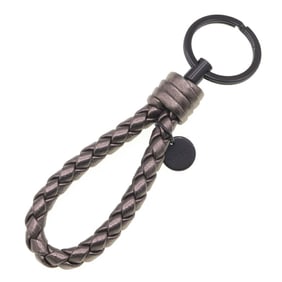 Bottega Veneta Intrecciato Key Ring 113539 Metallic Leather Keychain Bag Charm for Men and Women
