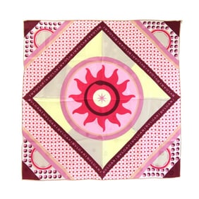 BVLGARI Scarf, Pink, 100% Silk, Large, Women's,