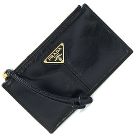 Prada Card Case 1MC086 Black Leather Fragment Coin Purse Mini Wallet Women's PRADA