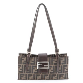 Fendi Zucca FF hardware 8915965001 Leather Shoulder Bag, Handbag, Brown, Women's