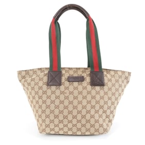 Gucci GG Canvas Sherry Line 131230 Leather Tote Bag Shoulder Handbag Women's