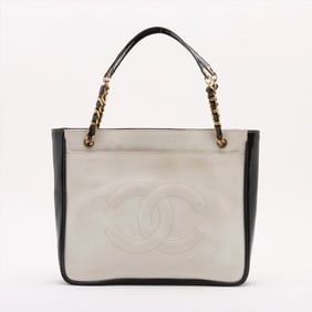 Chanel Coco Mark Chain Leather Tote Bag Shoulder for Women