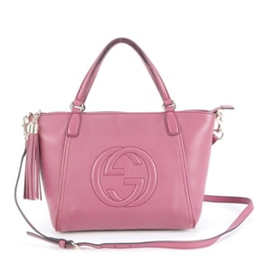 Gucci Soho Interlocking G Tassel Leather 2-Way Shoulder Bag Tote 369176 Women's