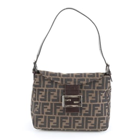 Fendi Zucca Mamma Bucket FF Leather Shoulder Bag with Hardware, Brown, Women's