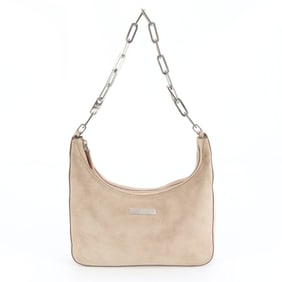 Gucci 001 3873 Leather Chain Shoulder Bag, Handbag, Beige, Women's