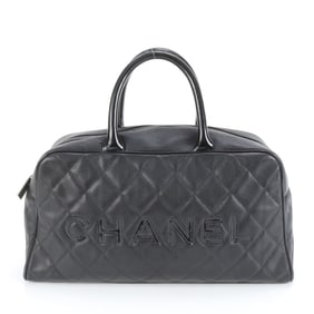 Chanel Matelasse Caviar Skin Bowling Bag Leather Handbag for Women