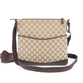 Gucci GG Canvas 145857 Leather Shoulder Bag Messenger Brown Men's