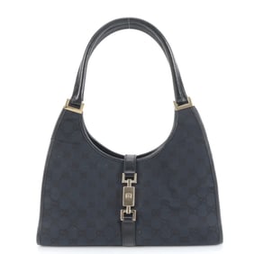 Gucci Jackie GG Canvas 002-1067 Leather Shoulder Bag Tote Black Women's