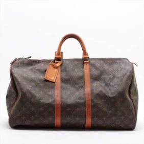 Louis Vuitton Monogram Keepall 55 M41424 Leather Boston Bag Tote Carry-on for Men