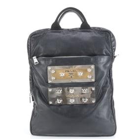 Prada Metal Plate Stud Triangle Logo Leather Tote Bag Shoulder for Men