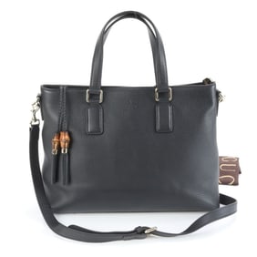 Gucci Bamboo Tassel 365346 Leather 2-Way Tote Bag Shoulder Black Women's