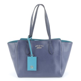 Gucci Swing 354408 Leather Tote Bag Shoulder/Handbag Navy Women's