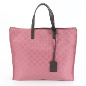 Gucci GG Nylon Leather Tote Bag (355732) Shoulder/Handbag, Pink, Women's