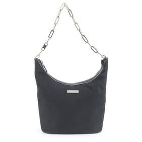 Gucci 001-3874 Leather Silver Chain Shoulder Bag One-Shoulder Tote Black Women's