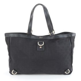 Gucci GG Canvas Abbey 141472 Leather Tote Bag Shoulder Black Men's