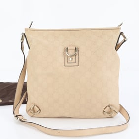 Gucci Guccissima Abby 131326 Leather Shoulder/Crossbody Bag, Beige, Women's