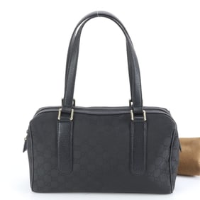 Gucci GG Nylon Mini Boston Bag 257289 Leather Tote Shoulder Black Women's