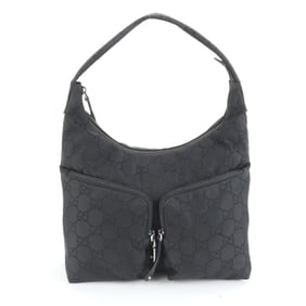 Gucci GG Nylon 001-3380 Leather Shoulder Bag, Handbag, Black, Women's