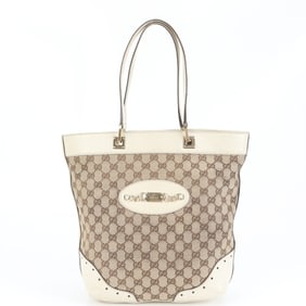 Gucci GG Canvas Chain Horsebit Leather Tote Bag 145984 Women's Shoulder