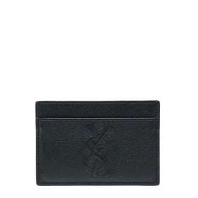 Saint Laurent YSL logo business card holder/card case in black leather for women. SAINT LAURENT