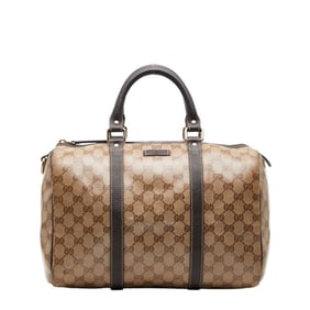 Gucci GG Crystal Boston Bag 265697 Beige Brown Leather Women's GUCCI