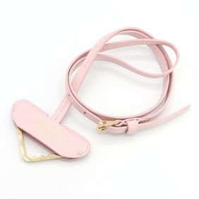 Prada Neck Strap 1PP184 Pink Leather Keychain Key Ring Bag Charm Triangle Women's PRADA