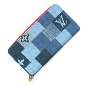 Louis Vuitton Monogram Denim Zippy Wallet M44938 Blue and Red Patchwork Round Zip Long Women's LOUIS