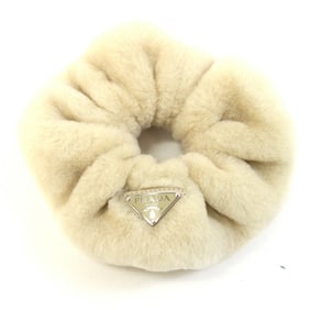 Prada Scrunchie 1IF131 Beige Mouton Hair Shearling Clip for Women