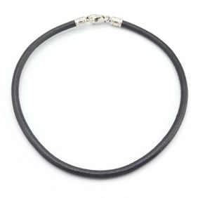 BVLGARI choker, black leather and metal necklace for men women
