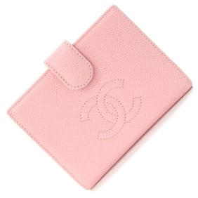 Chanel Coco Mark Bifold Wallet A13497 Pink Caviar Skin Compact Old Women's CHANEL