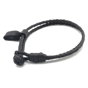 Bottega Veneta Intrecciato Double Black Leather Bangle Bracelet for Men and Women