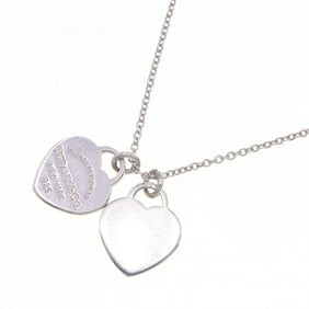 Tiffany & Co. Return to Necklace with Double Heart Tag in Sterling Silver (925) Pendant, Women's,