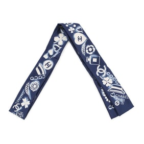 CHANEL Scarf/Muffler with Coco Mark Icon Motif, Silk