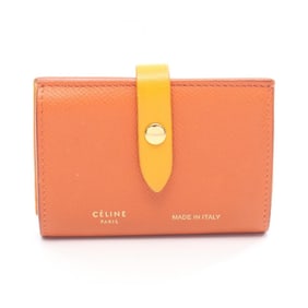 Celine business card holder/card case, leather, women's, orange and yellow
