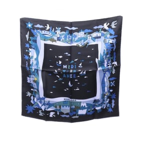 Hermes Hermès Petit Carré 45 MEDITERRANEE Silk Scarf for Women in Navy and Blue
