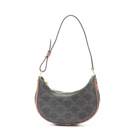 Celine AVA Mini Triomphe Handbag, Coated Canvas and Leather, Women's, Black Brown, 10I60 2DS1