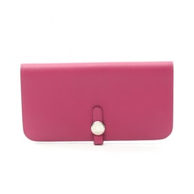 Hermes Hermès Dogon Long Bifold Wallet, Leather, Evercolor, Women's, Pink