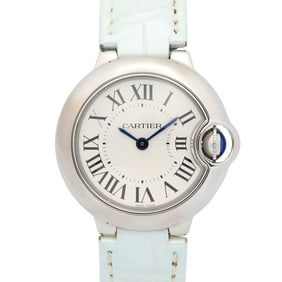 Cartier Ballon Bleu SM Watch, Stainless Steel and Leather, Women's, Silver, W69018Z4
