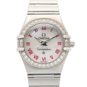 OMEGA Constellation Mini Diamond Bezel Watch, Stainless Steel, Women's, White, White Shell, 1466.63