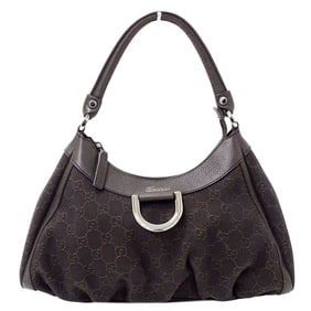 Gucci Women's GG Canvas Abbey Shoulder Bag in Dark Brown (265692)