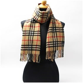 Burberry Cashmere Scarf, Camel x Check, 144 30 cm, for Men and Women
