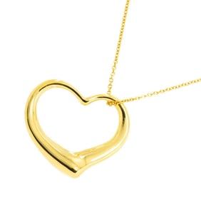 Tiffany & Co. Open Heart Necklace, 36mm Wide, 80cm Long, 18K Yellow Gold (750)