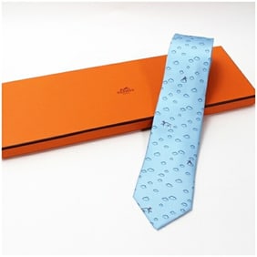 Hermes Hermès Men's Silk Tie, Unworn, Slim, Cloud Pattern