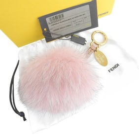 Like new Fendi Pom-Pom Bag Charm 7AR259, Pink Fur