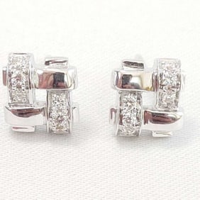 Tiffany & Co. 18K White Gold Woven Diamond Earrings 6669