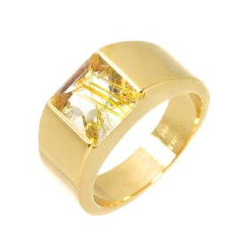 Cartier Tank #52 Ring with Rutilated Quartz and 18K Yellow Gold (750)